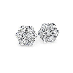 white gold diamond cluster earrings