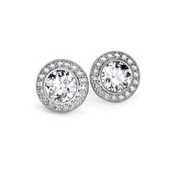 platinum halo diamond earrings