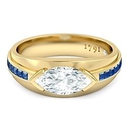 deep blue yellow gold diamond eternity ring