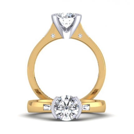Custom Design Round Brilliant Diamond Ring in 18kt Yellow Gold AU - Main View