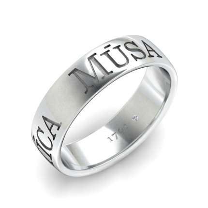 Custom Latin Engraved Wedding Ring Band in Platinum 950 AU - Main View