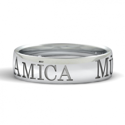 Custom Latin Engraved Wedding Ring Band in Platinum 950 AU