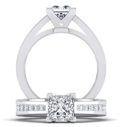 Bespoke Princess engagement ring Princess Diamond Ring in Platinum 950 AU - Main View