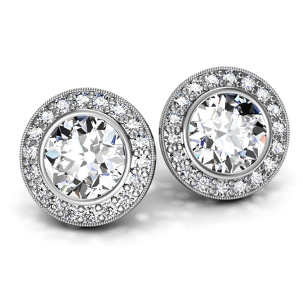 Brilliant Halo Earrings Diamond Earrings in 18kt White Gold AU - Main View