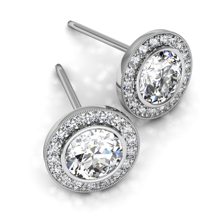 Brilliant Halo Earrings Diamond Earrings in 18kt White Gold AU