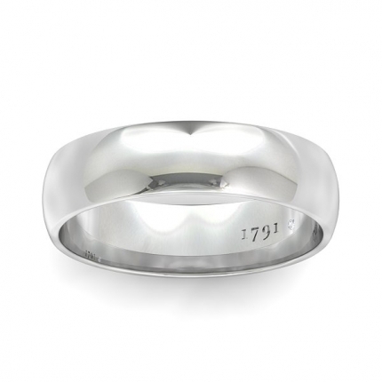 D Shape Band in 18kt White Gold AU
