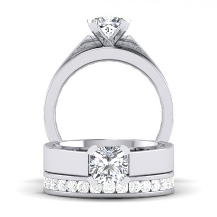 Bespoke Princess Channel Band Diamond Band in Platinum 950 AU - Main View