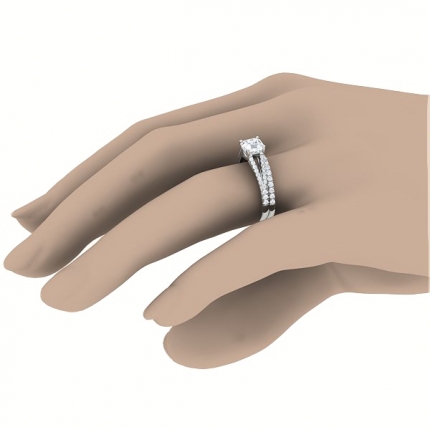 Custom Design Engagement Ring Asscher Diamond Ring in 18kt White Gold AU - Main View