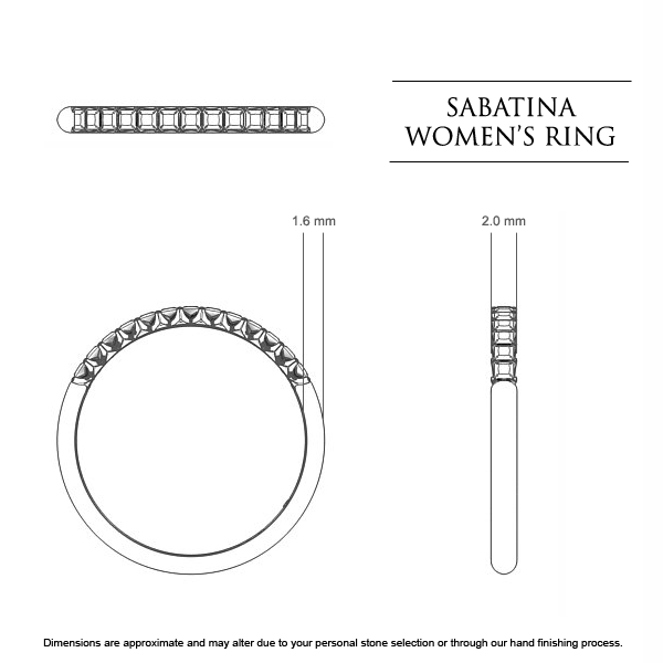 Sabatina Celebration Ring in 18kt White Gold AU - Dimensions