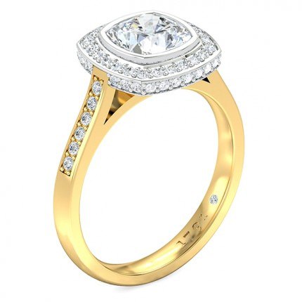 Floriana Cushion Diamond Ring in 18kt Yellow Gold AU - Main View