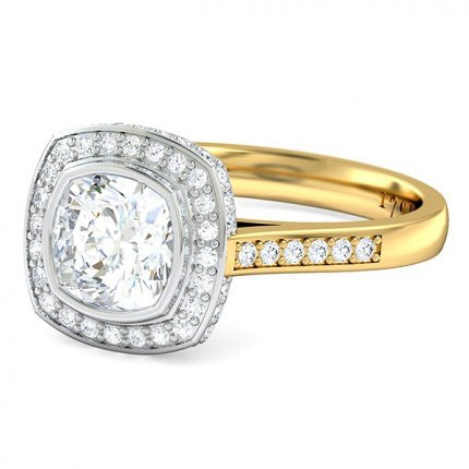 Floriana Cushion Diamond Ring in 18kt Yellow Gold AU - Side View