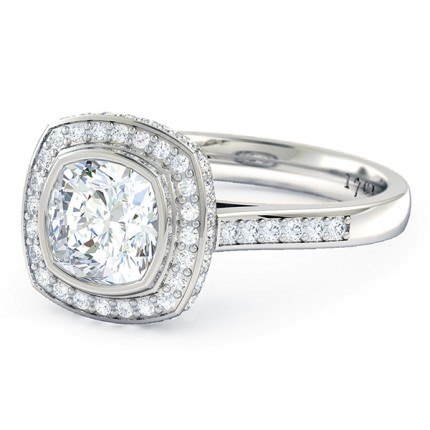 Floriana Cushion Diamond Ring in Platinum 950 AU - Side View