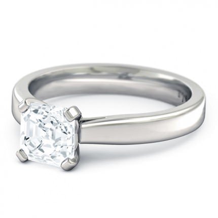 Splendente Asscher Diamond Ring in Platinum 950 AU - Side View