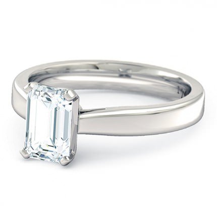 Brilliante Emerald Engagement Ring in 18kt White Gold AU - Side View