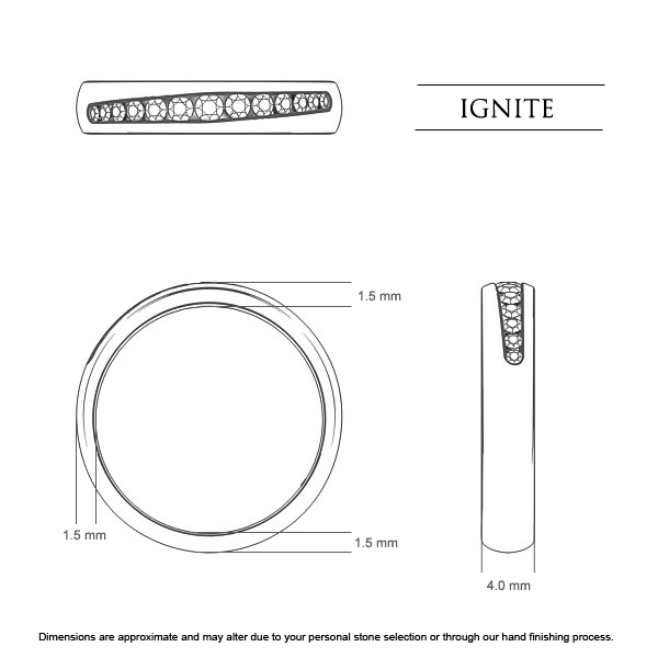 Ignite Diamond Ring in Platinum 950 AU - Dimensions