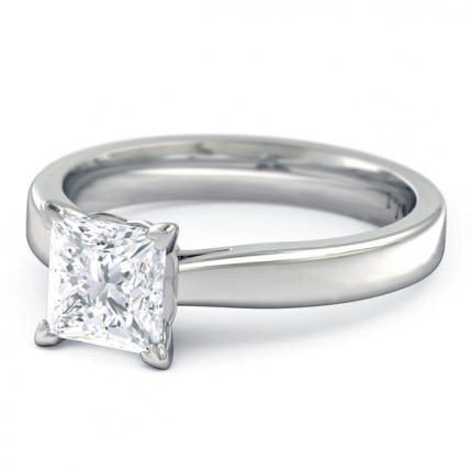 Princess Solitaire Princess Diamond Ring in Platinum 950 AU - Side View