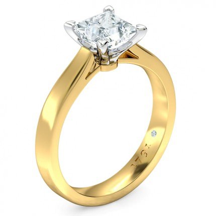 Princess Solitaire Princess Diamond Ring in 18kt Yellow Gold AU - Main View