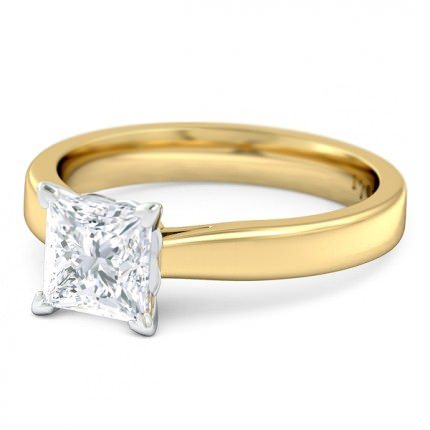 Princess Solitaire Princess Diamond Ring in 18kt Yellow Gold AU - Side View