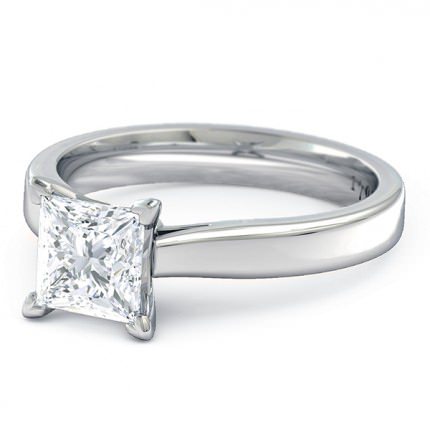 Princess Solitaire Princess Engagement Ring in Platinum 950 AU - Side View