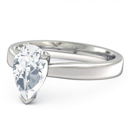 Pero Pear Diamond Ring in Platinum 950 AU - Side View