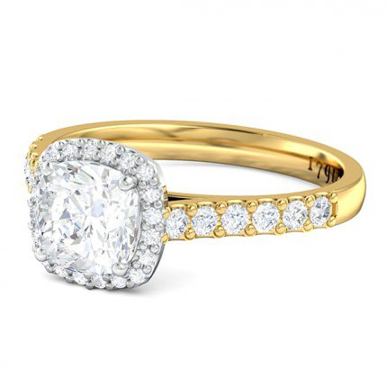 Priana Cushion Diamond Ring in 18kt Yellow Gold AU - Side View