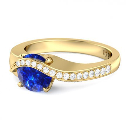 Sky Sapphire Ring in 18kt Yellow Gold AU - Side View