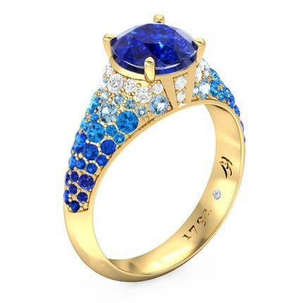 Aqua Sapphire Ring in 18kt Yellow Gold AU - Main View