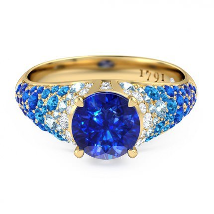 Aqua Sapphire Ring in 18kt Yellow Gold AU