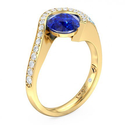 Cascade Sapphire Ring in 18kt Yellow Gold AU - Main View