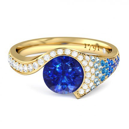 Cascade Sapphire Ring in 18kt Yellow Gold AU