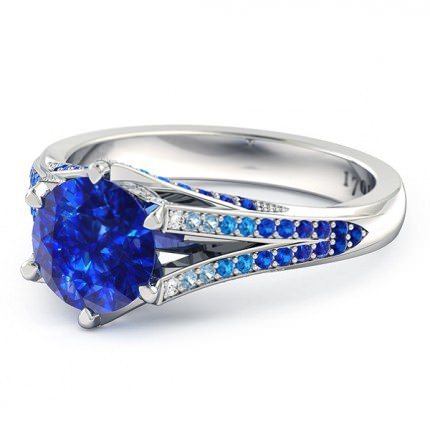 Alta Sapphire Ring in 18kt White Gold AU - Side View