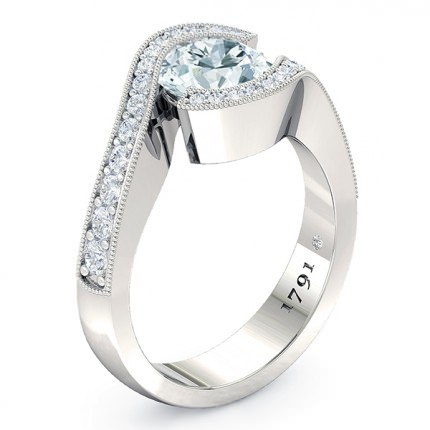Perlina Round Brilliant Engagement Ring in Platinum 950 AU - Main View