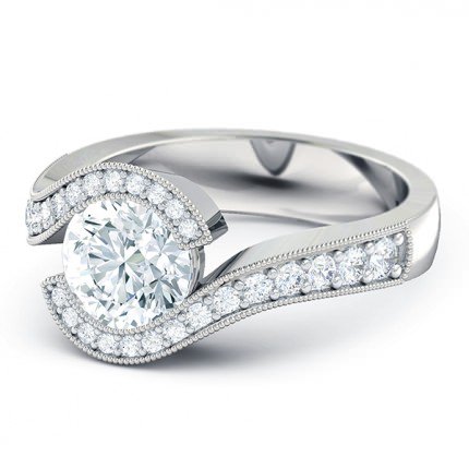 Perlina Round Brilliant Engagement Ring in Platinum 950 AU - Side View