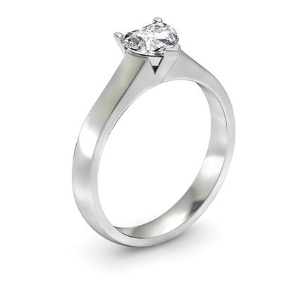 L`amour Heart Diamond Ring in 18kt White Gold AU - Main View