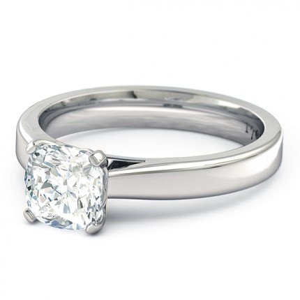Ilaria Cushion Engagement Ring in 18kt White Gold AU - Side View