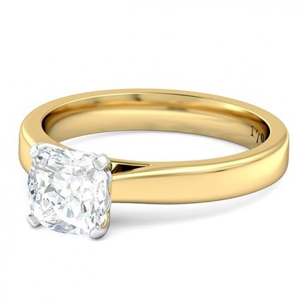 Ilaria Cushion Engagement Ring in 18kt Yellow Gold AU - Side View