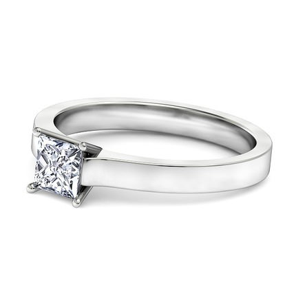 Princess Solitaire Princess Diamond Ring in Platinum 950 AU - Side View