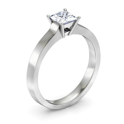 Princess Solitaire Princess Diamond Ring in 18kt White Gold AU - Main View