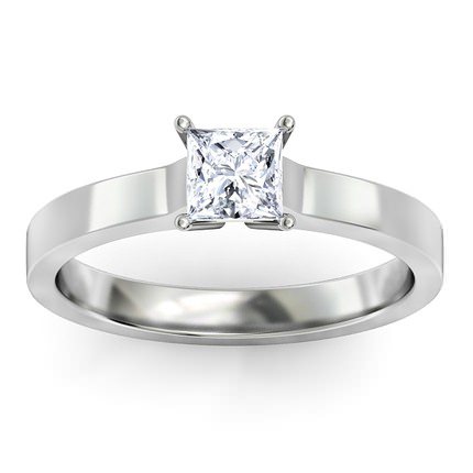 Princess Solitaire Princess Diamond Ring in 18kt White Gold AU