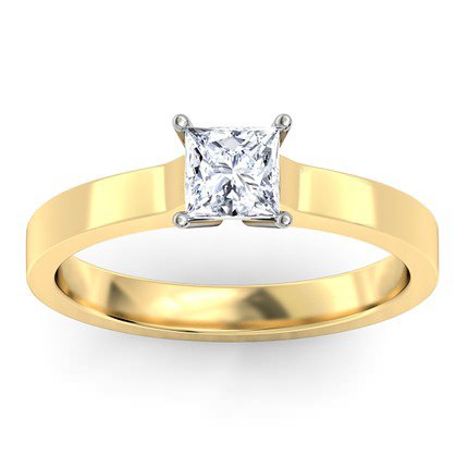 Princess Solitaire Princess Diamond Ring in 18kt Yellow Gold AU