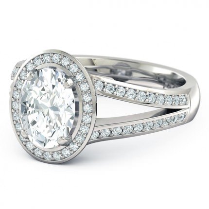 Opera Oval Diamond Ring in Platinum 950 AU - Side View