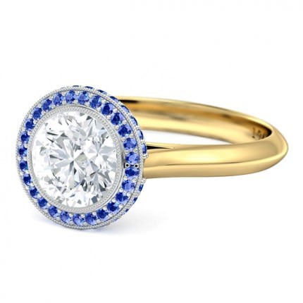 Azure Round Brilliant Diamond Ring in 18kt Yellow Gold AU - Side View