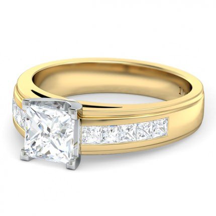 1791 Princess Princess Engagement Ring in 18kt Yellow Gold AU - Side View