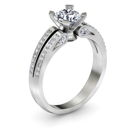 Pia Round Brilliant Diamond Ring in 18kt White Gold AU - Main View