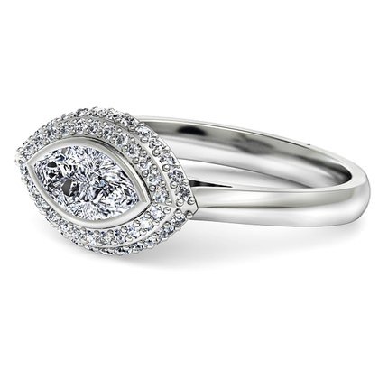 Venecia Marquise Diamond Ring in Platinum 950 AU - Side View