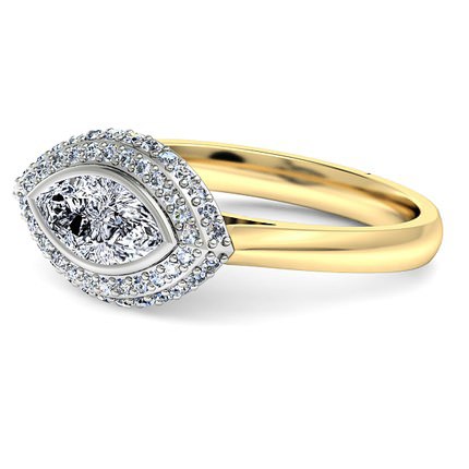 Venecia Marquise Diamond Ring in 18kt Yellow Gold AU - Side View