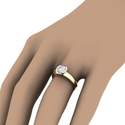 The Solitaire Round Brilliant Diamond Ring in 18kt Yellow Gold & 18kt White Gold AU - Box View