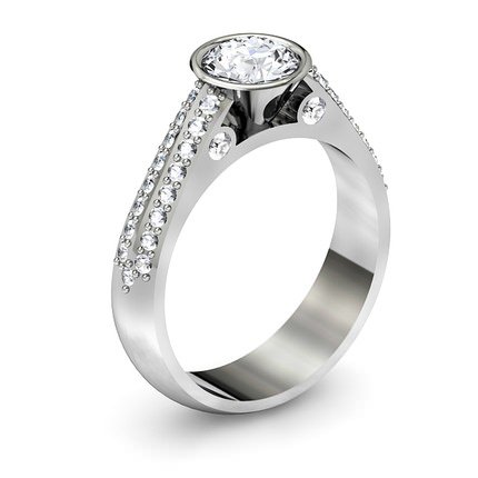 Carlotta Round Brilliant Diamond Ring in 18kt White Gold AU - Main View