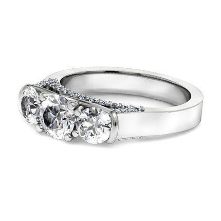 Lea Round Brilliant Diamond Ring in 18kt White Gold AU - Side View