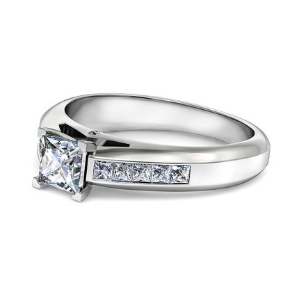 Elena Princess Diamond Ring in Platinum 950 AU - Side View